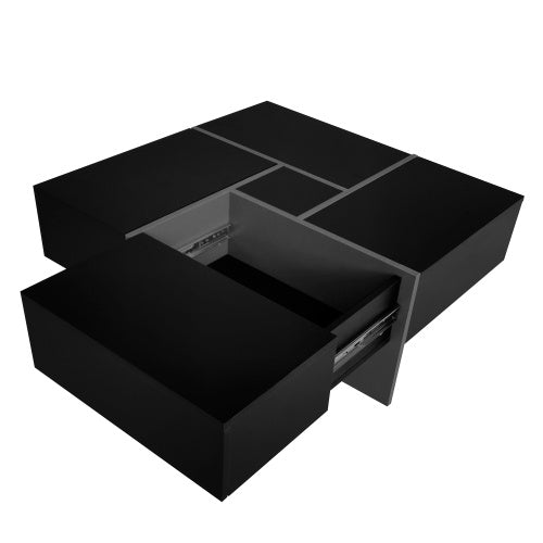 Modern Coffee Table – 4 Hidden Storage Drawers & Sliding Top (31.5” Square)