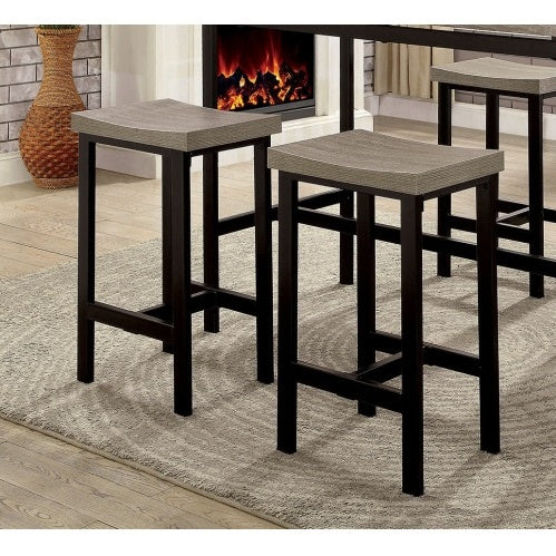Modern 5-Piece Counter Height Dining Set – Space-Saving Table with 4 Stools (Black & Gray)