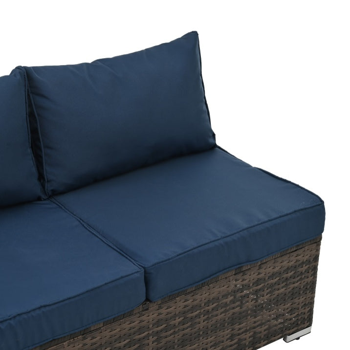 4-Piece Patio Furniture Set – PE Rattan Sofa & Ottoman with Glass Table