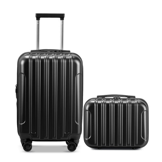 2-Piece Black Luggage Set – 20” Carry-On + Cosmetic Case with TSA Lock