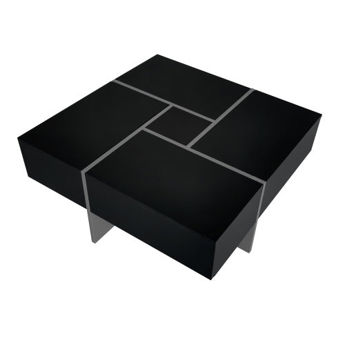 Modern Coffee Table – 4 Hidden Storage Drawers & Sliding Top (31.5” Square)