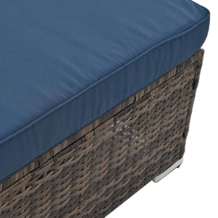 4-Piece Patio Furniture Set – PE Rattan Sofa & Ottoman with Glass Table