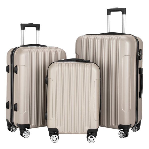 Ready to Fly Luggage Set – 3-Piece Spinner Suitcases, Champagne (20"–28")
