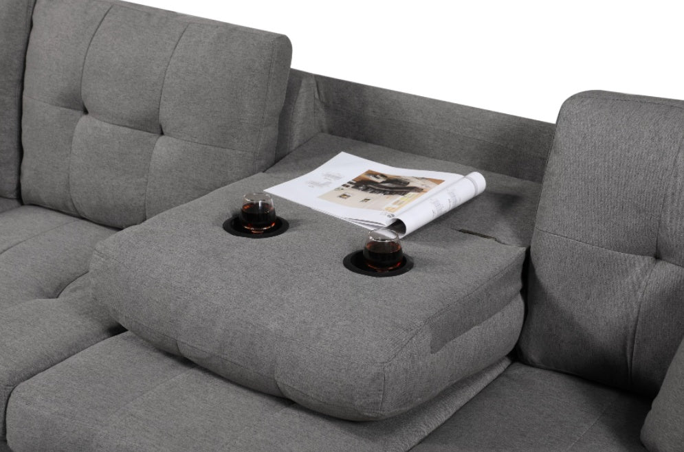Convertible Sofa & Ottoman Set – Recyclable Cushion & Bed Function (104”W)