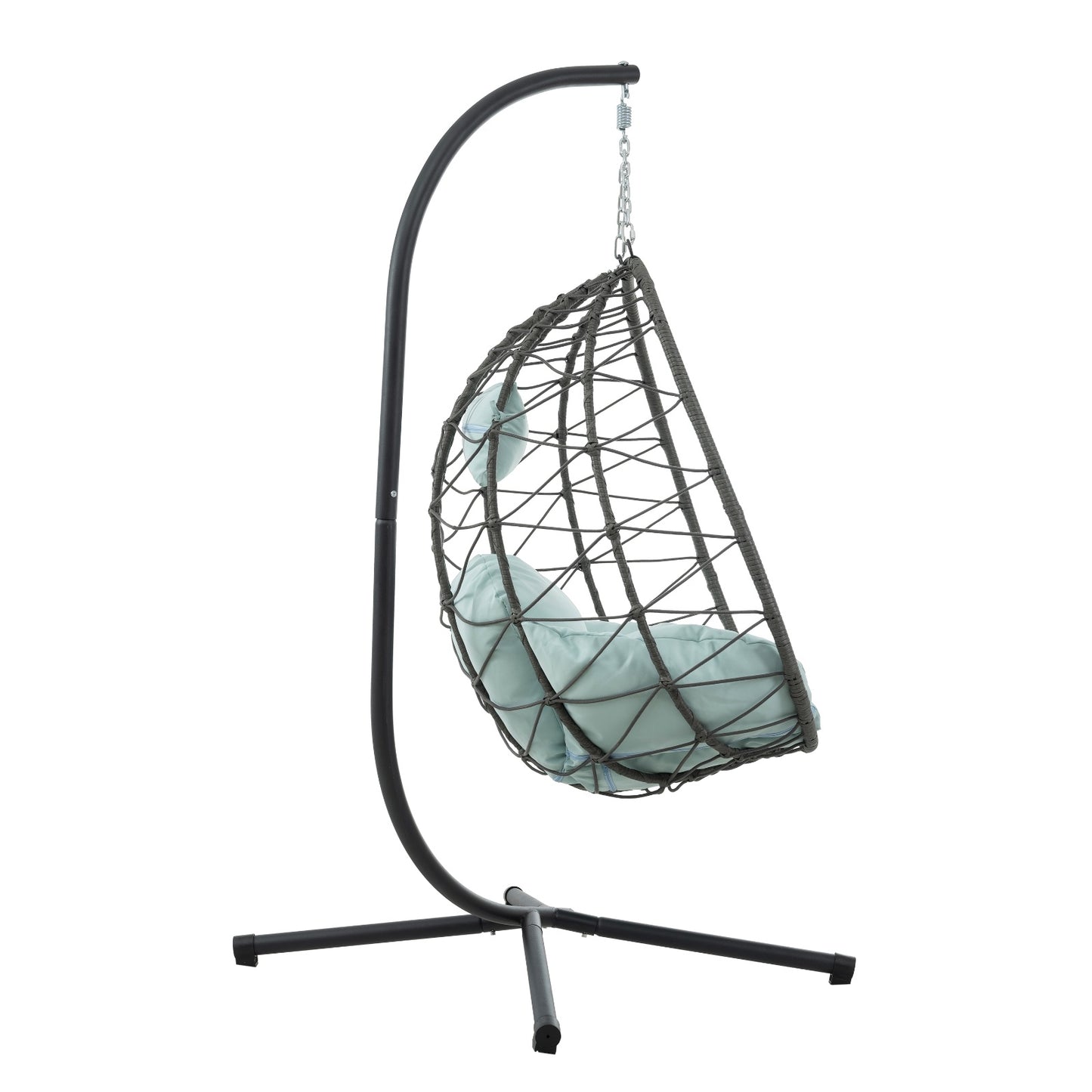 Swing Patio Chair – Foldable Hanging Seat with Cushion (Gray)
