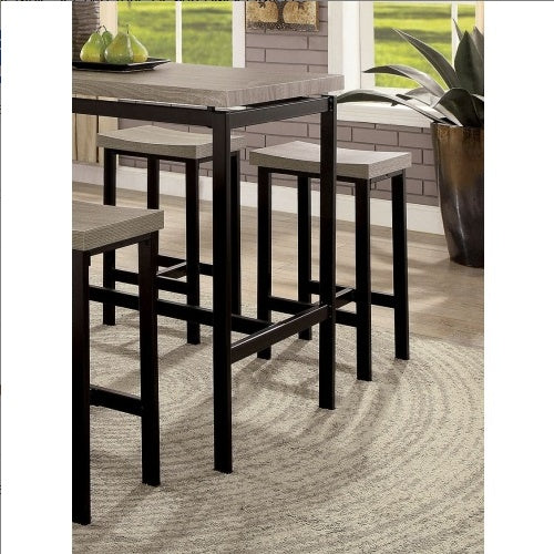 Modern 5-Piece Counter Height Dining Set – Space-Saving Table with 4 Stools (Black & Gray)