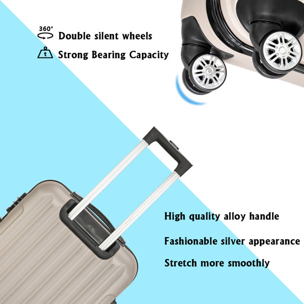 Ready to Fly Luggage Set – 3-Piece Spinner Suitcases, Champagne (20"–28")