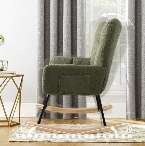 Teddy Fabric Rocking Chair – Modern Olive Green Accent Chair