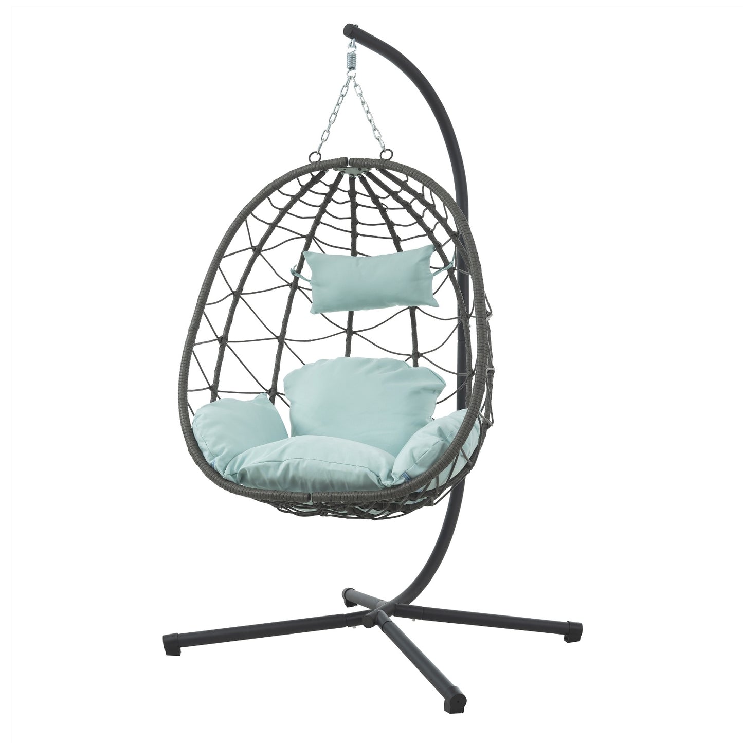 Swing Patio Chair – Foldable Hanging Seat with Cushion (Gray)