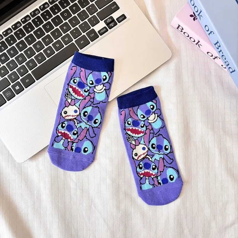 5 Pairs Cartoon Character Short Socks – Colorful Knit Ankle Set