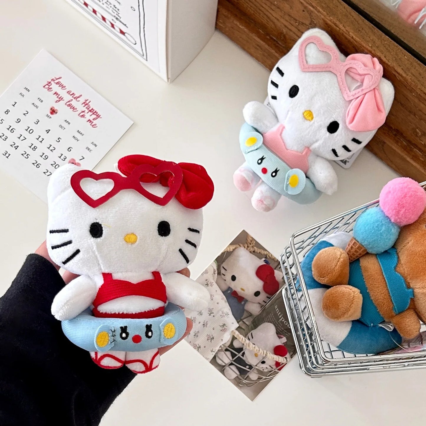 Kawaii Hawaiian Plush Keychain – 10-Style Cartoon Character Charm