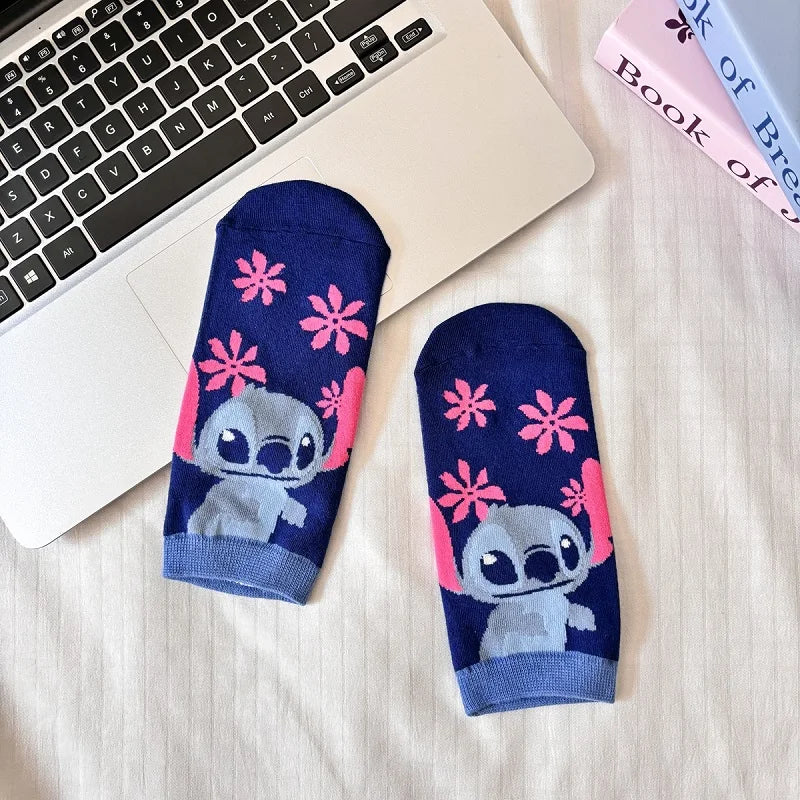5 Pairs Cartoon Character Short Socks – Colorful Knit Ankle Set
