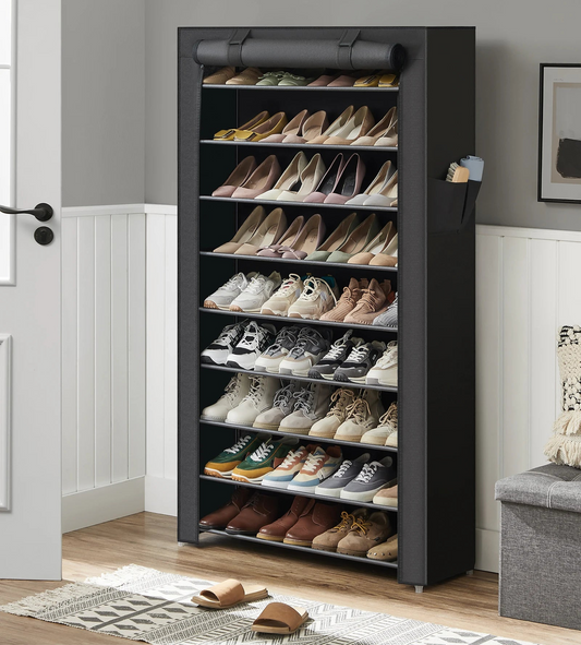 9-Tier Shoe Rack – Holds 40–50 Pairs + Dustproof Cover