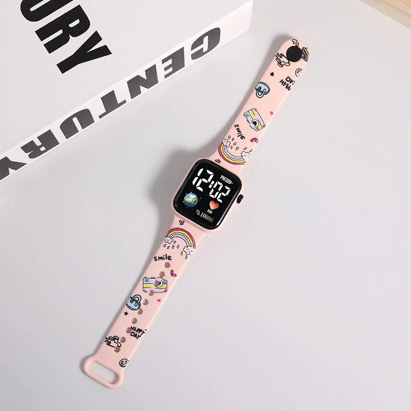 Cute Digital LED Watch – Waterproof Silicone Watch for Kids & Girls
