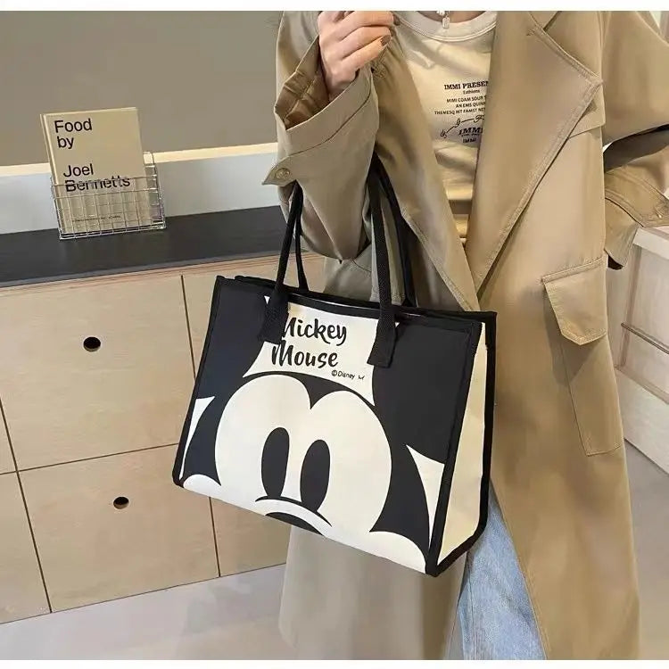 Kawaii Cartoon Canvas Shoulder Bag – Large Capacity Work Tote for Women