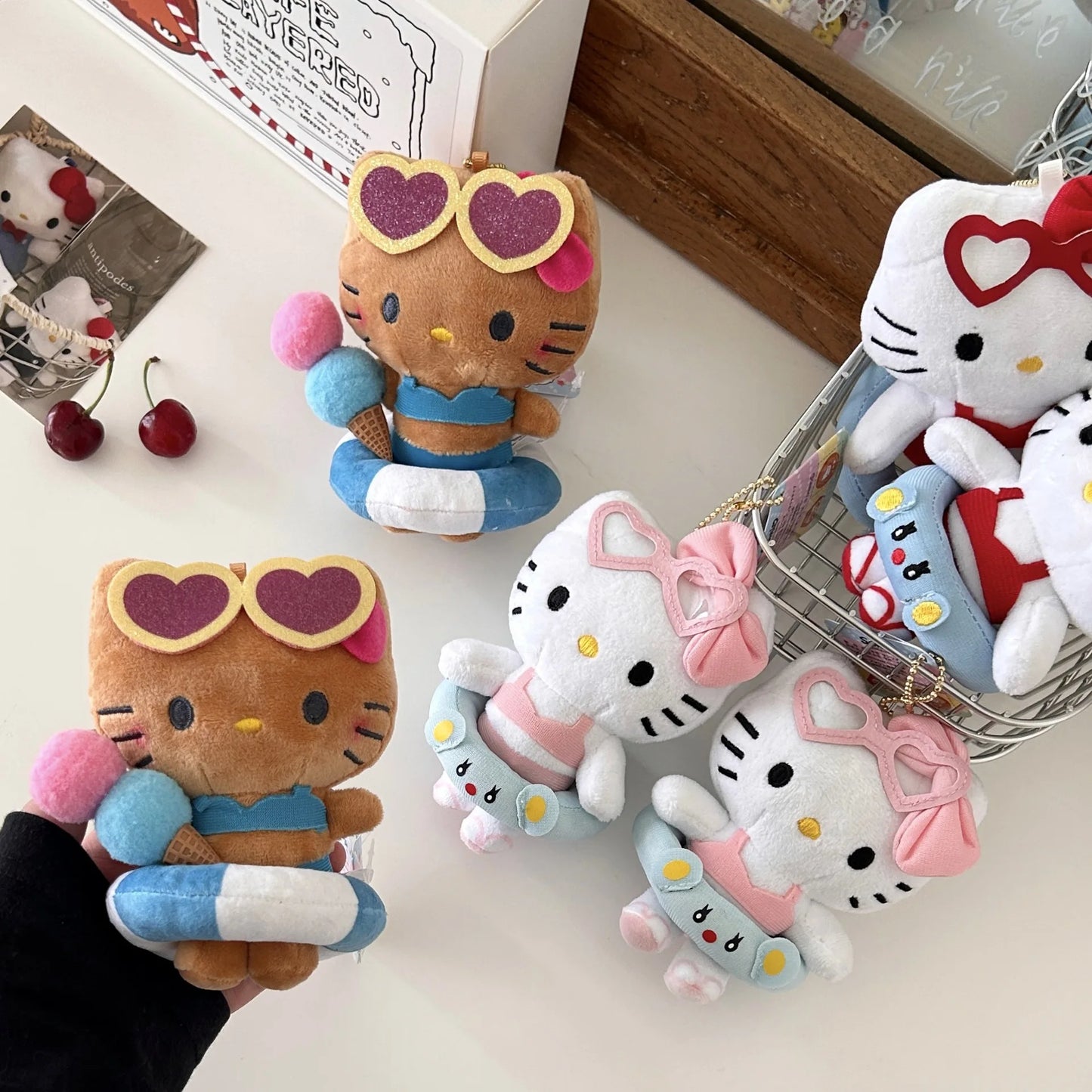 Kawaii Hawaiian Plush Keychain – 10-Style Cartoon Character Charm