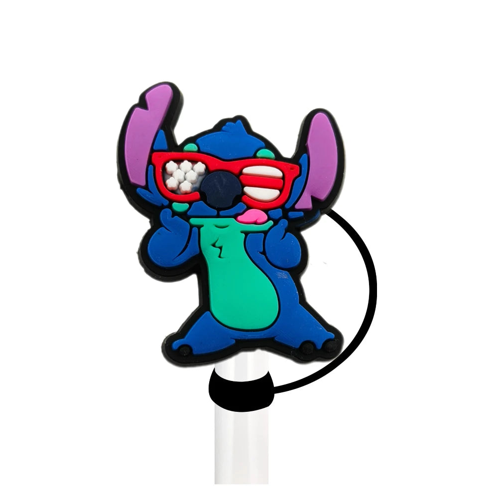 Cute Blue Cartoon Straw Toppers – Dust-Proof Covers for 9–10mm Straws