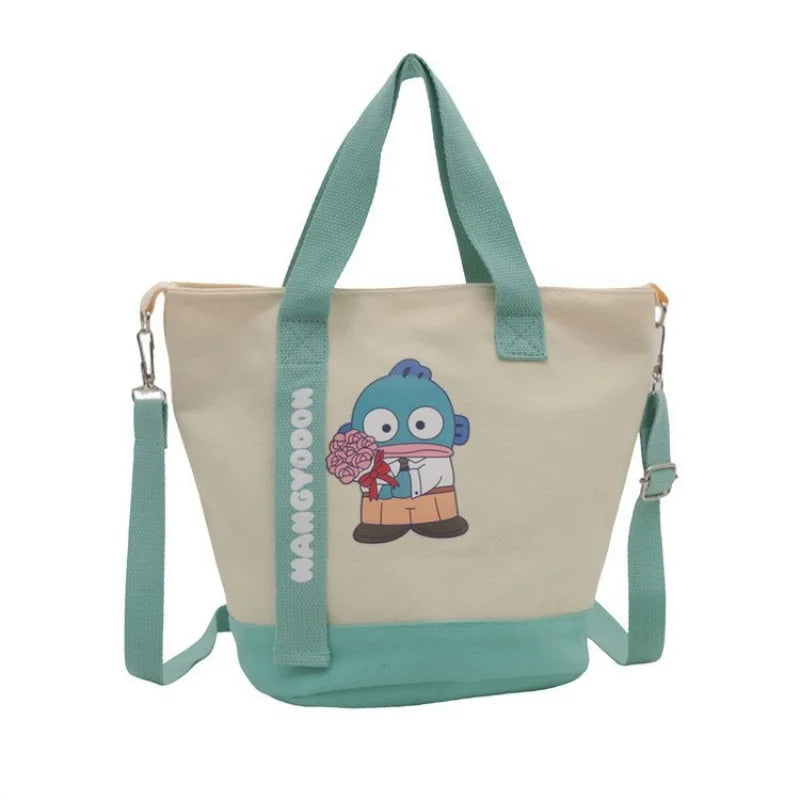 Kawaii Character Canvas Bucket Bag – Cute Crossbody & Handbag for Everyday Use