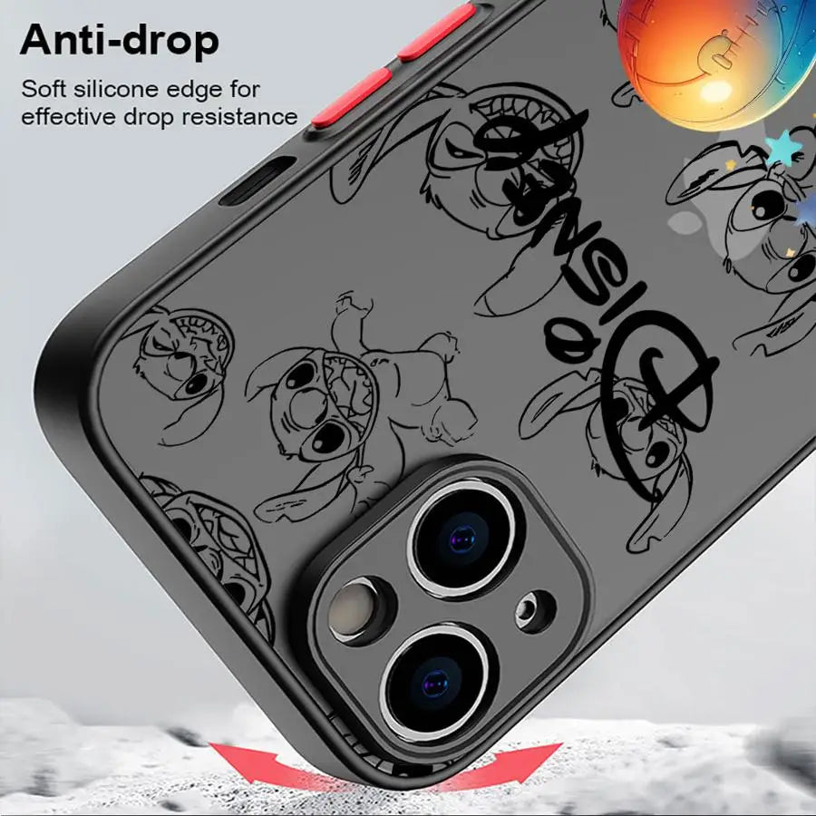 Matte Shockproof Cartoon Case – Cute Protective Cover for iPhone 15 & 16 Series