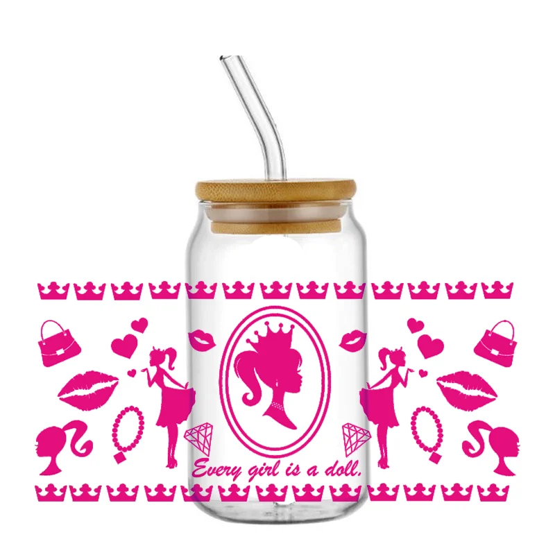 Kawaii Pink Cup Wrap – 16 oz Reusable Decal Sticker for Tumblers