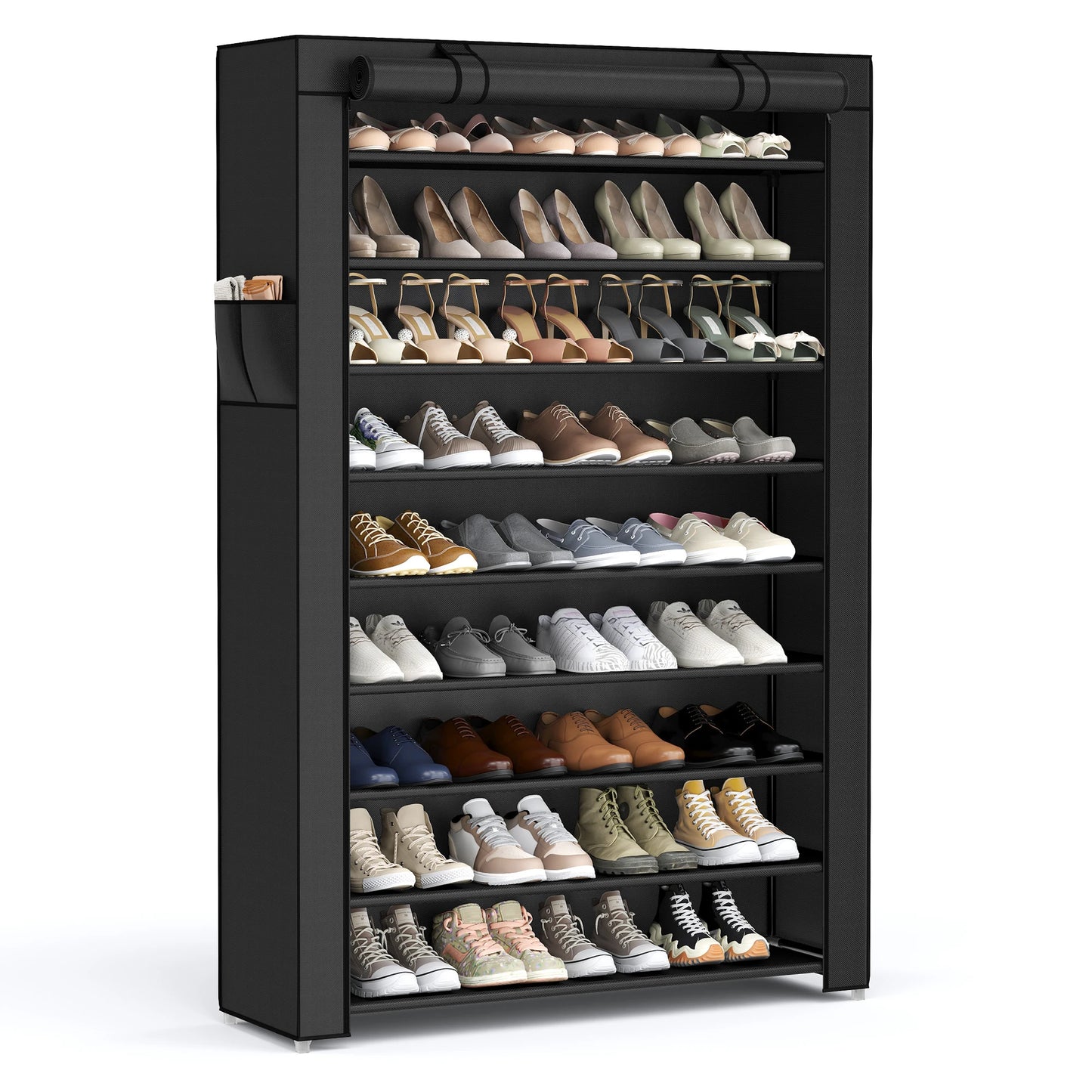 9-Tier Shoe Rack – Holds 40–50 Pairs + Dustproof Cover