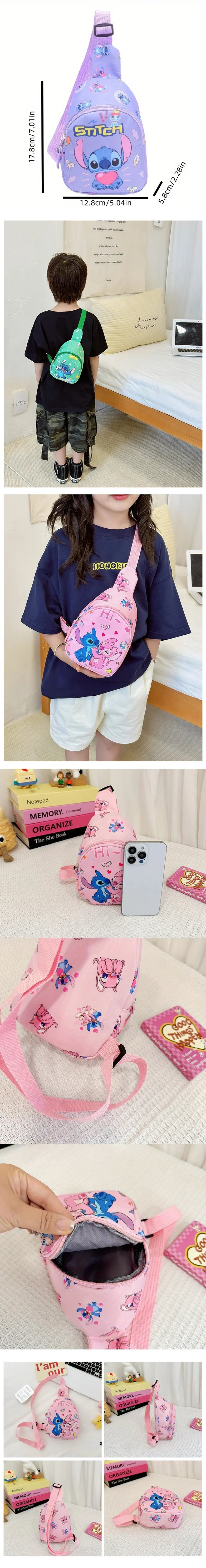 Cartoon Bear & Bunny Sling Chest Bag – Cute Anime Style Crossbody with Coin Pouch