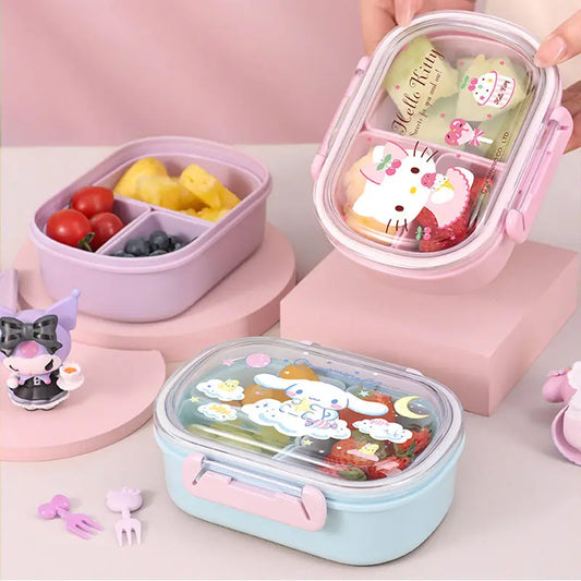 Kawaii Bento Lunch Box – Leakproof & Eco-Friendly (Oval Shape)