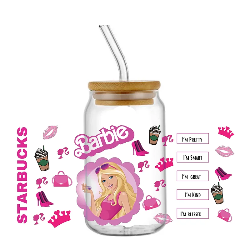 Kawaii Pink Cup Wrap – 16 oz Reusable Decal Sticker for Tumblers