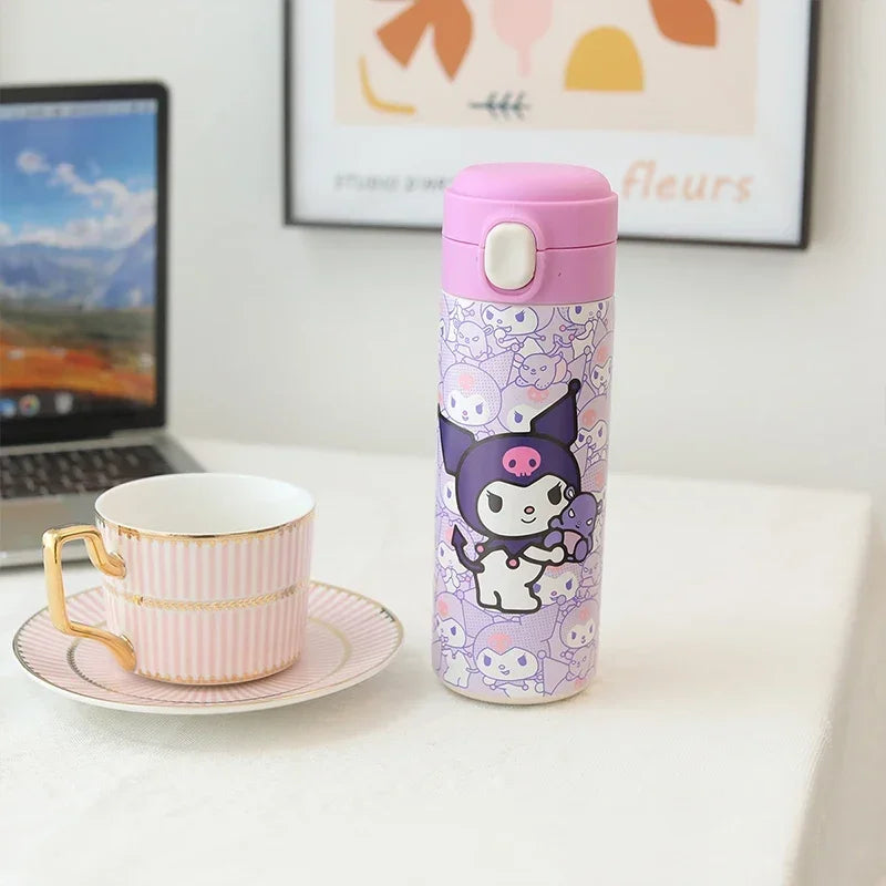 Kawaii Character Thermos – 420ml Insulated Bottle with Straw
