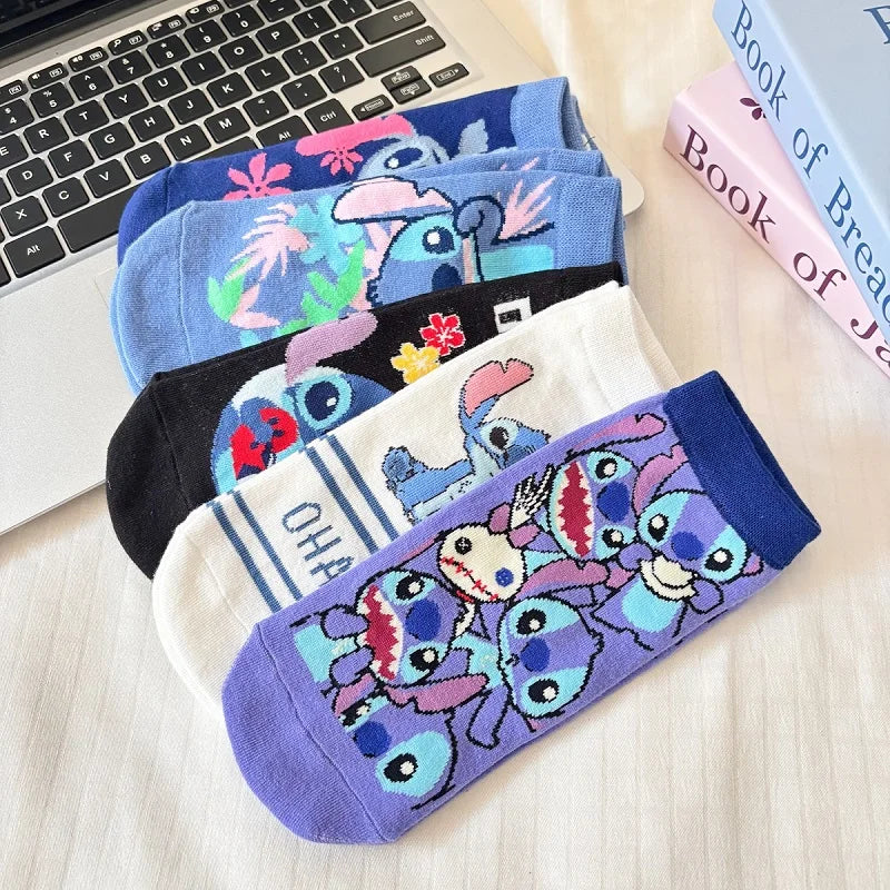5 Pairs Cartoon Character Short Socks – Colorful Knit Ankle Set