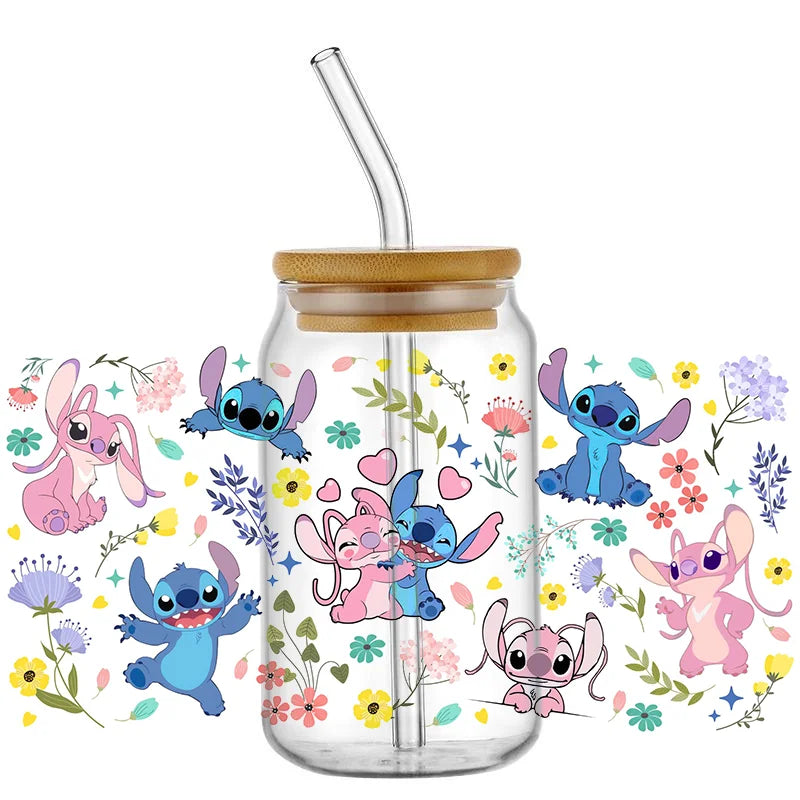 Kawaii Blue Alien Cup Wrap – 16oz UV DTF Waterproof Tumbler Sticker