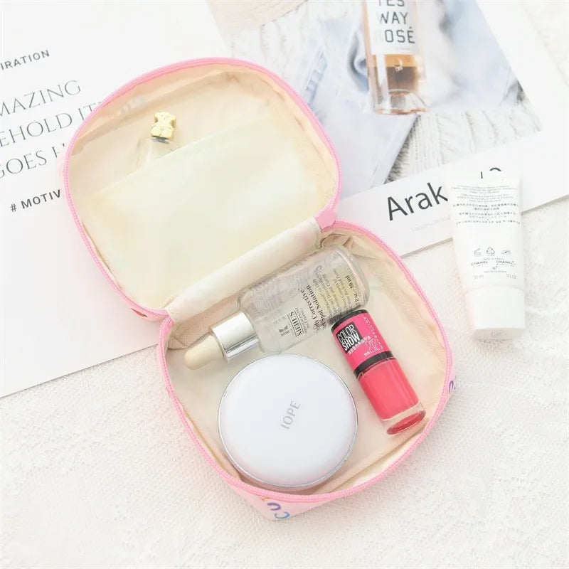 Kawaii Pink Pouch – Small Storage Bag with Zipper