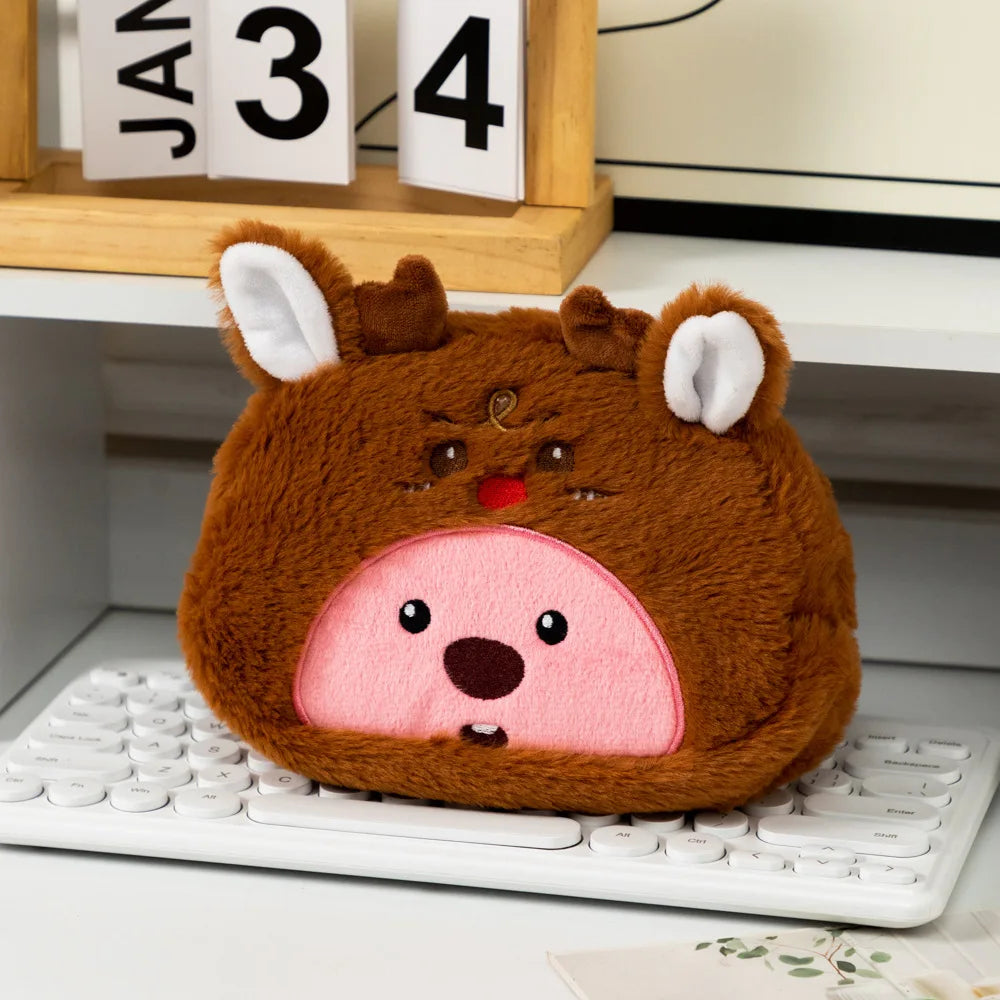 Plush Fluffy Makeup Bag – Soft & Compact Cosmetic Pouch