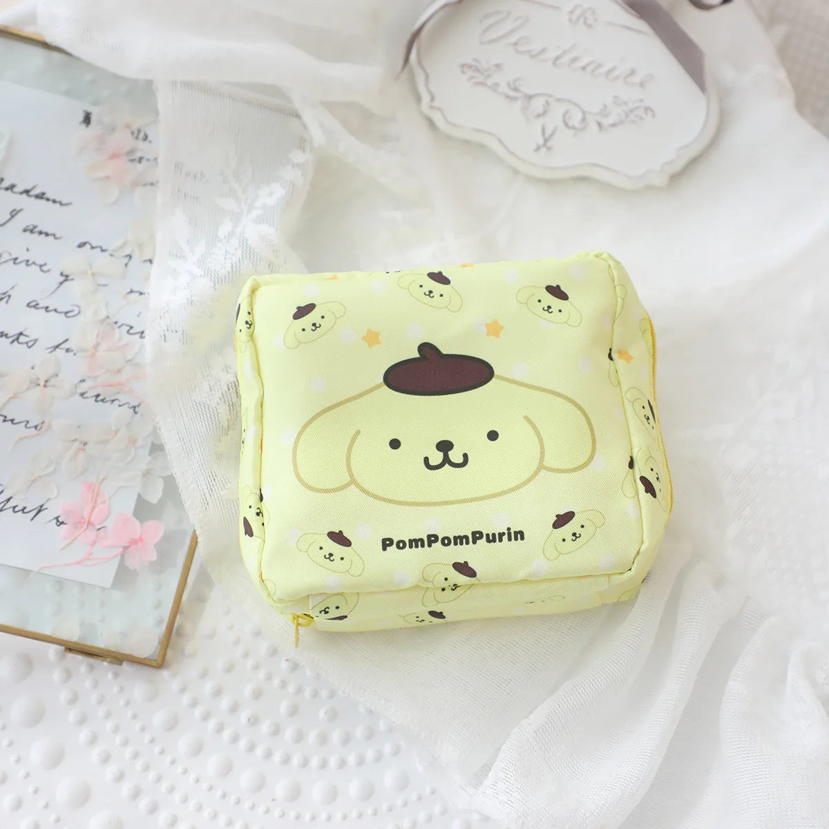Kawaii Pink Pouch – Small Storage Bag with Zipper