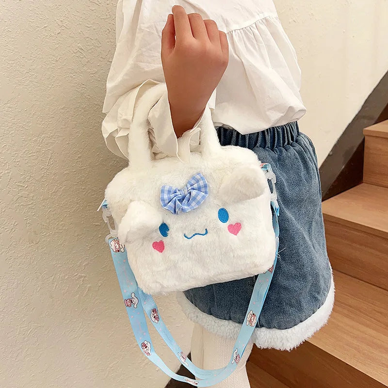 Kawaii Plush Bunny & Pup Style Crossbody Bag – Cute Anime-Inspired Handbag for Girls