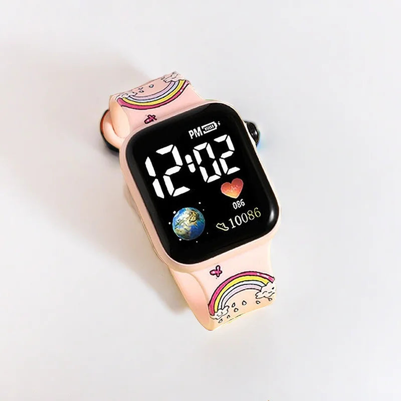 Cute Digital LED Watch – Waterproof Silicone Watch for Kids & Girls
