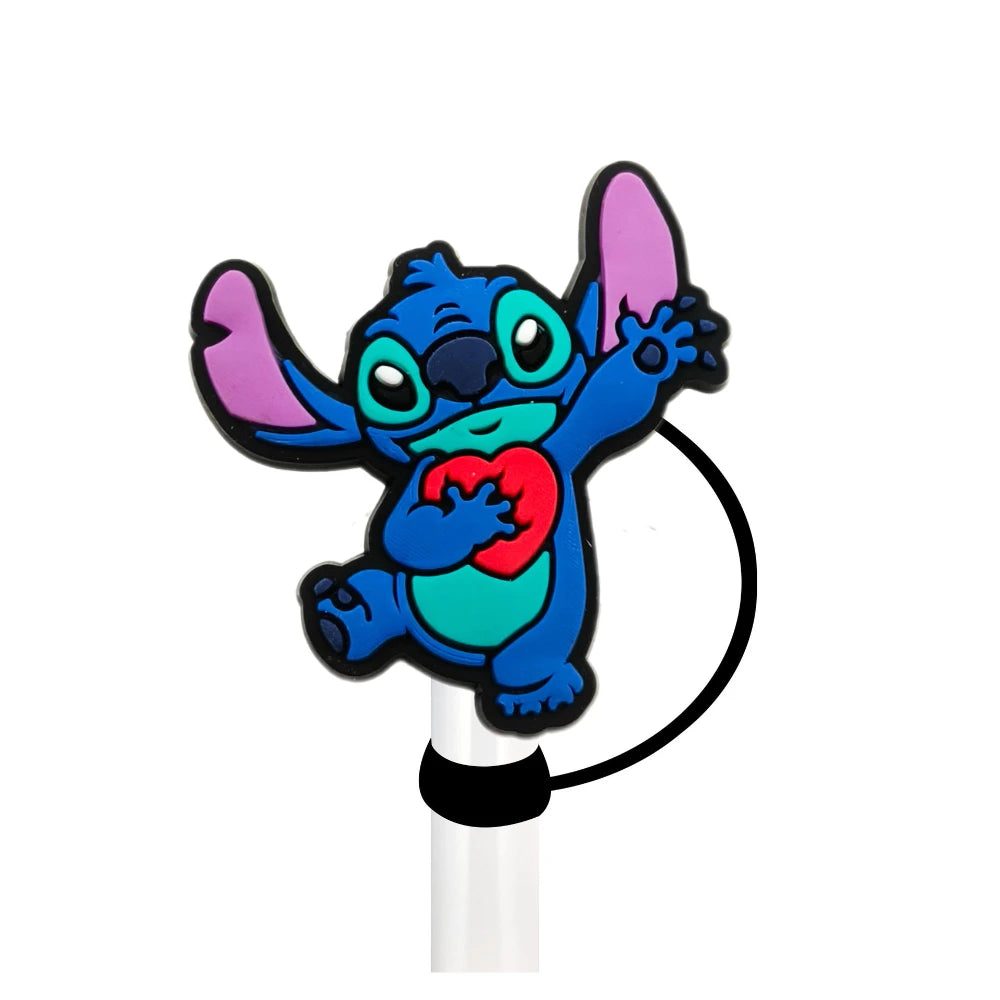 Cute Blue Cartoon Straw Toppers – Dust-Proof Covers for 9–10mm Straws