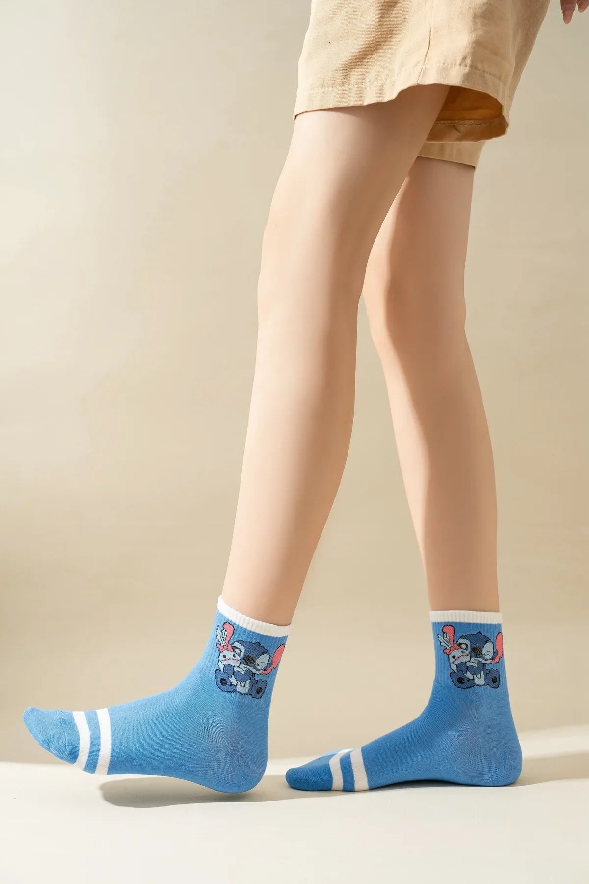5-Pair Kawaii Cartoon Socks – Cozy Mid-Tube Cotton Socks for Kids