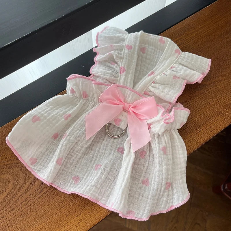 Strawberry Bow Pet Dress – Cute Summer Dog Outfit