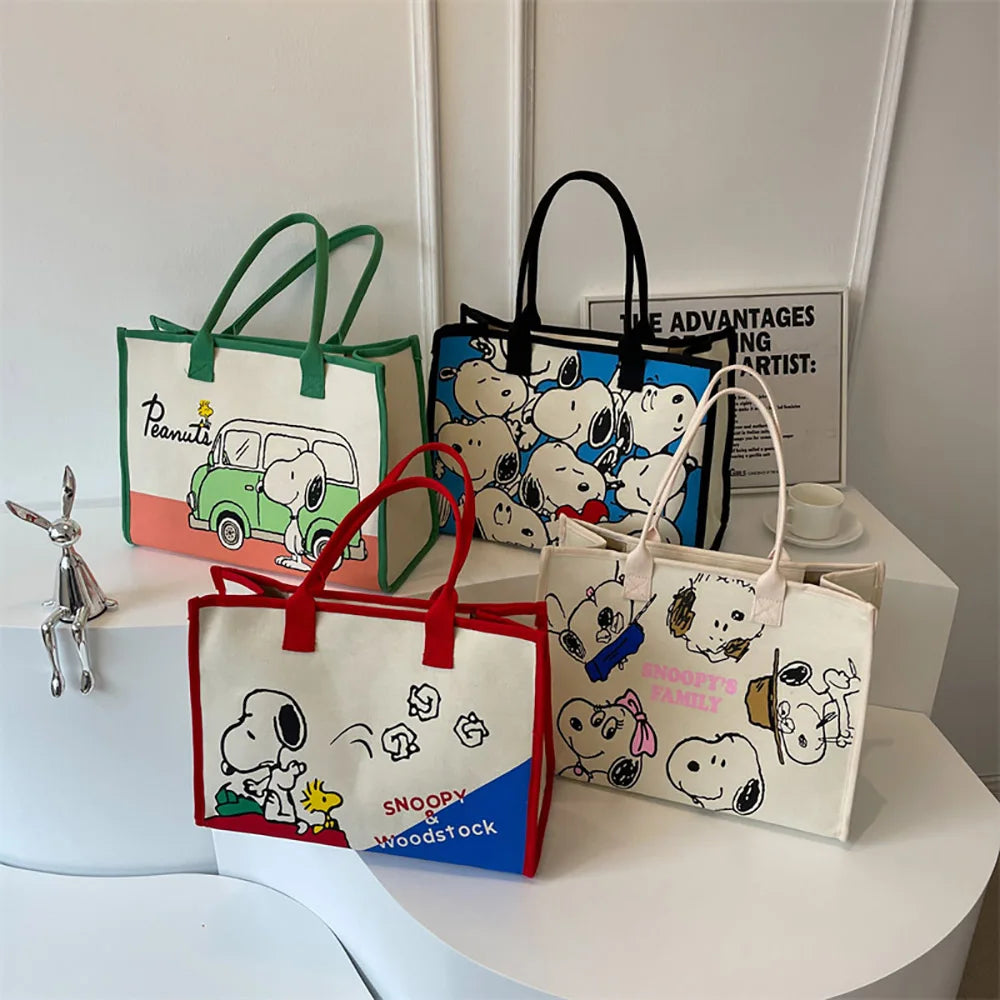 Kawaii Cartoon Canvas Tote – Cute Satchel Backpack for Daily Use
