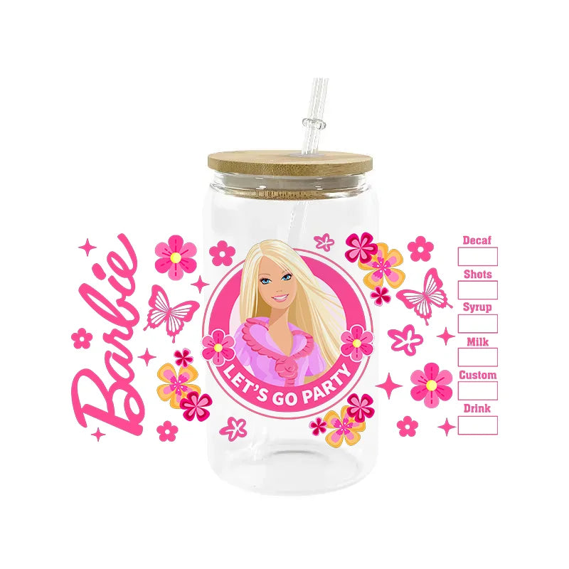 Kawaii Pink Cup Wrap – 16 oz Reusable Decal Sticker for Tumblers