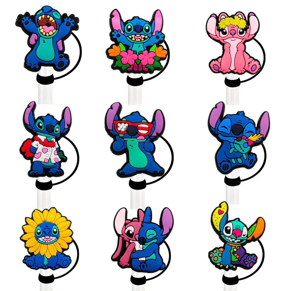 Cute Blue Cartoon Straw Toppers – Dust-Proof Covers for 9–10mm Straws