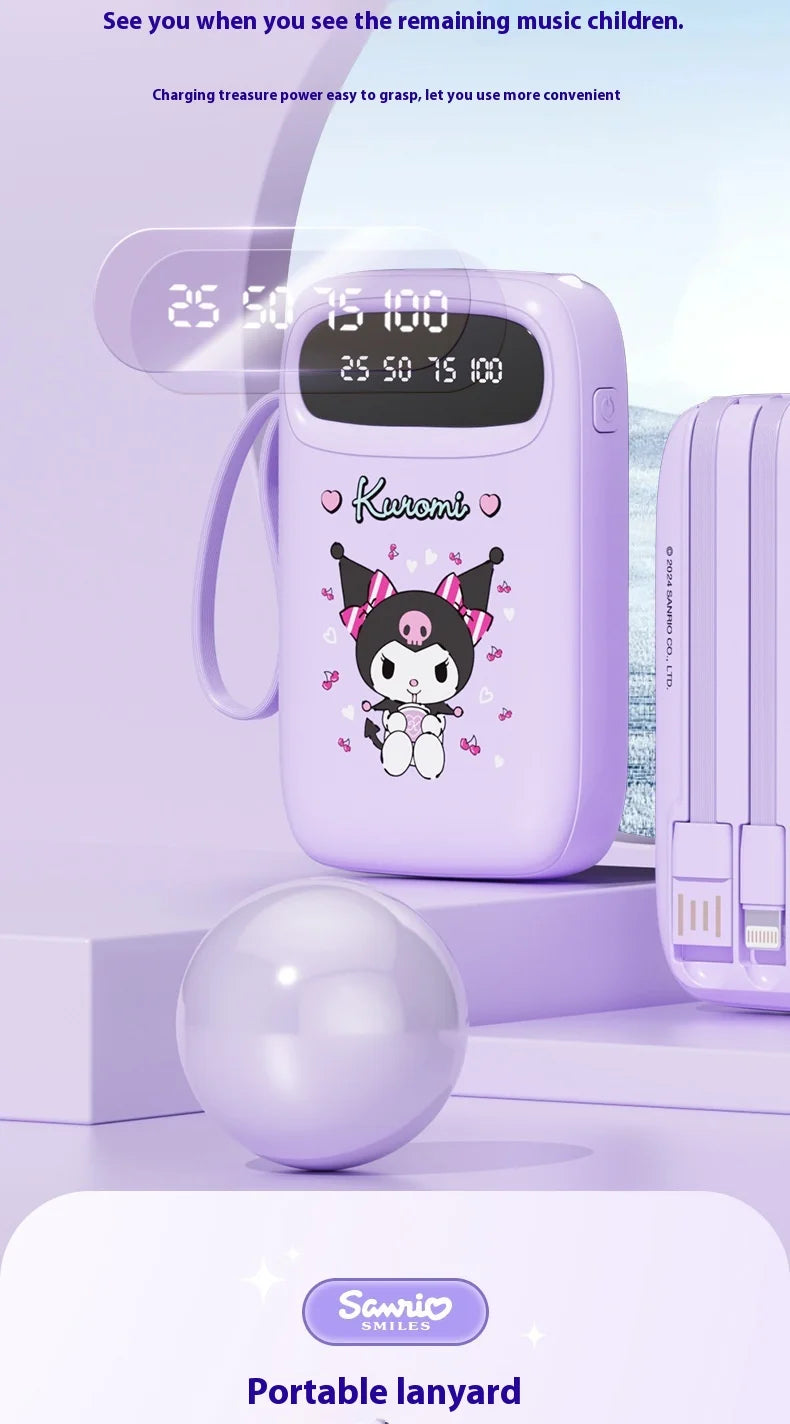 Kawaii Character Power Bank – Multi-Port Charger (Type-C, Lightning & USB)