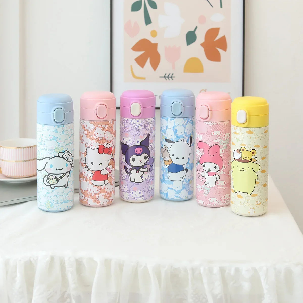 Kawaii Character Thermos – 420ml Insulated Bottle with Straw