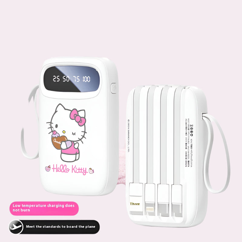 Kawaii Character Power Bank – Multi-Port Charger (Type-C, Lightning & USB)