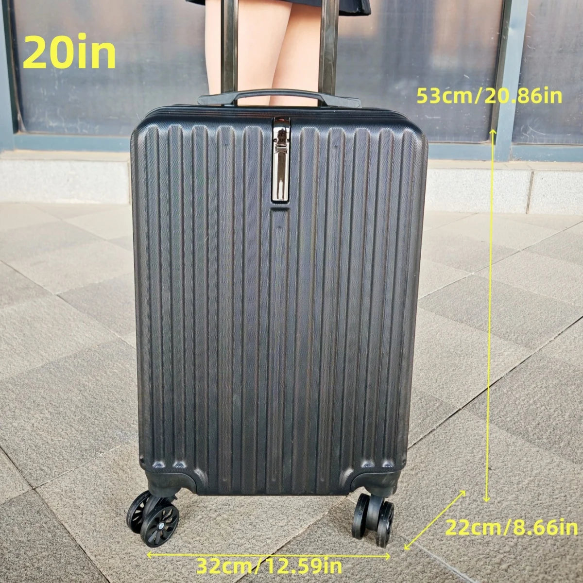 Black Carry-On Luggage – Lightweight Suitcase with Lock 20" or 24"