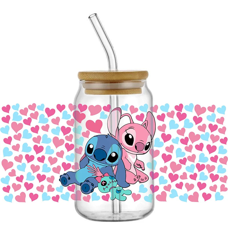 Kawaii Blue Alien Cup Wrap – 16oz UV DTF Waterproof Tumbler Sticker
