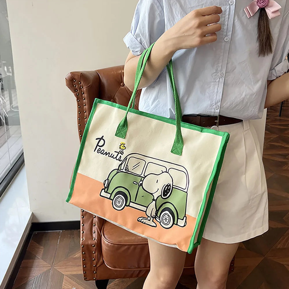 Kawaii Cartoon Canvas Tote – Cute Satchel Backpack for Daily Use