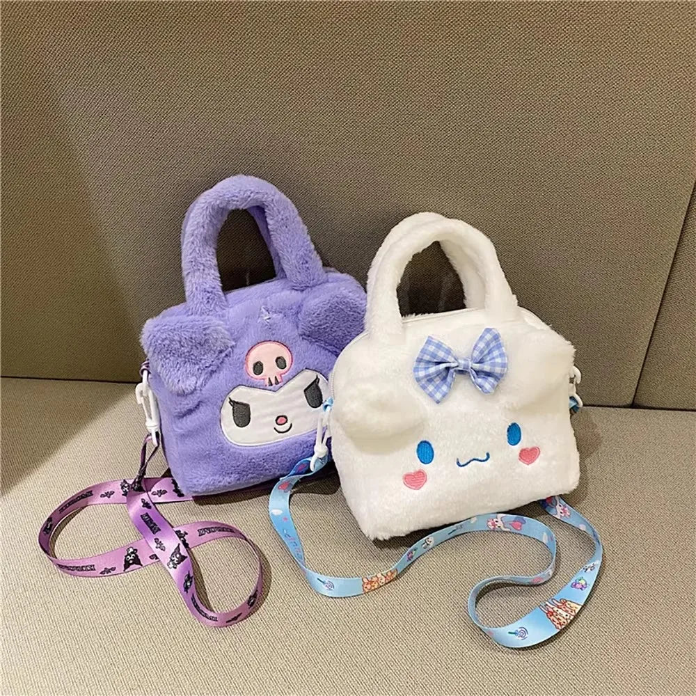 Kawaii Plush Bunny & Pup Style Crossbody Bag – Cute Anime-Inspired Handbag for Girls