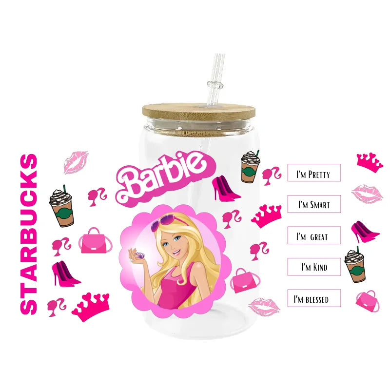 Kawaii Pink Cup Wrap – 16 oz Reusable Decal Sticker for Tumblers